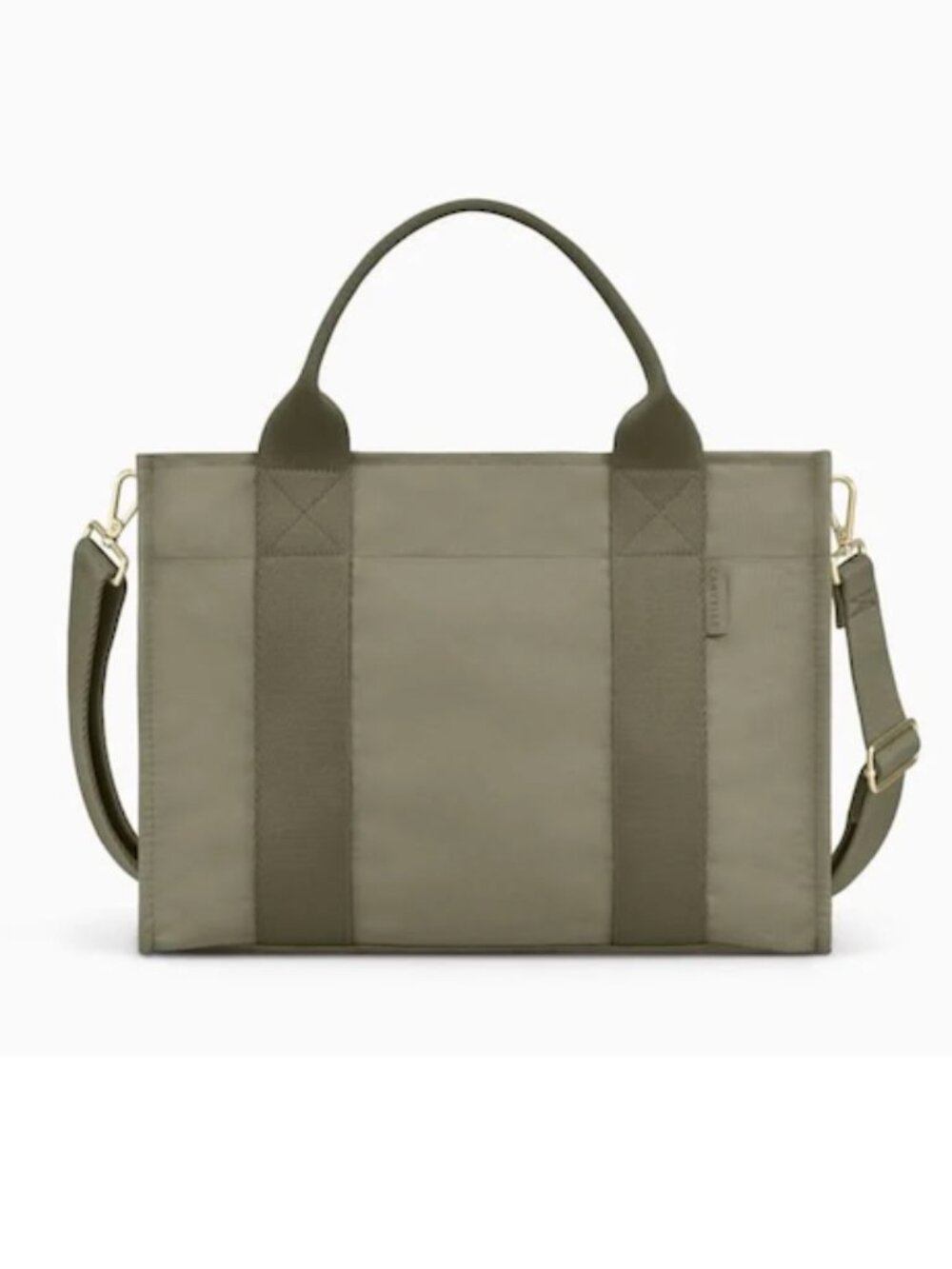 Canvelle Boxy Crossbody Tote: small, color: olive. MASHINE WASHABLE - Picture 12 of 12